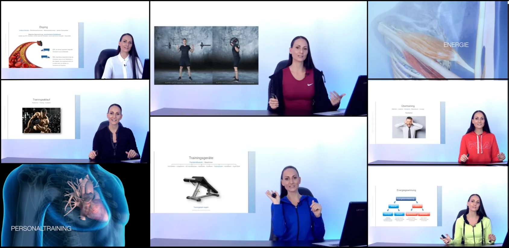 Formatrice de la SNF Academy dans les cours vidéo de la formation de personal trainer : entraînement, alimentation, anatomie et appareils d'entraînement